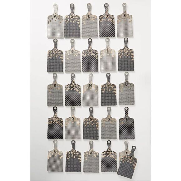 NEW Anthropologie Eliza Art Deco Gilded Floral Tile Monogram S Cheese Board - Picture 2 of 5